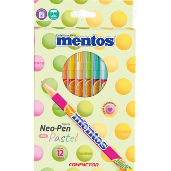 Caneta Hidrocor Neopen Mentos 12 Cores - Canetinha Hidrocor - Compactor