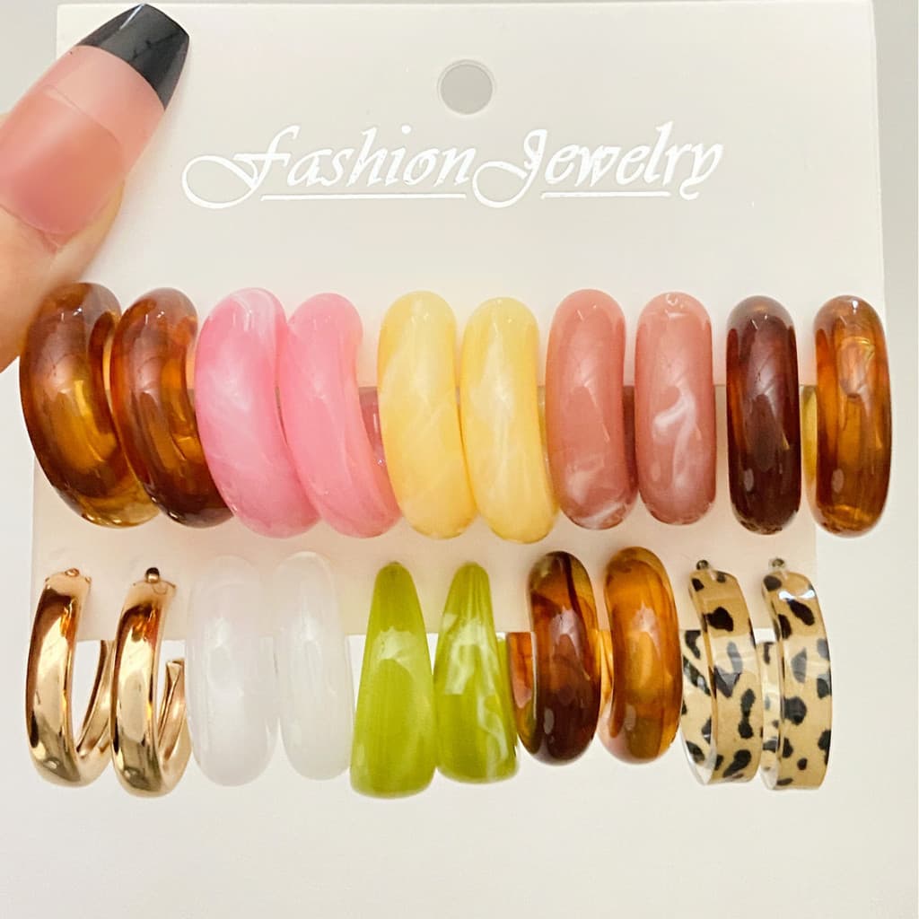 Conjunto de 5 peças/Moda brincos de leopardo brincos de acrílico mágico Acessórios de jóias requintados
