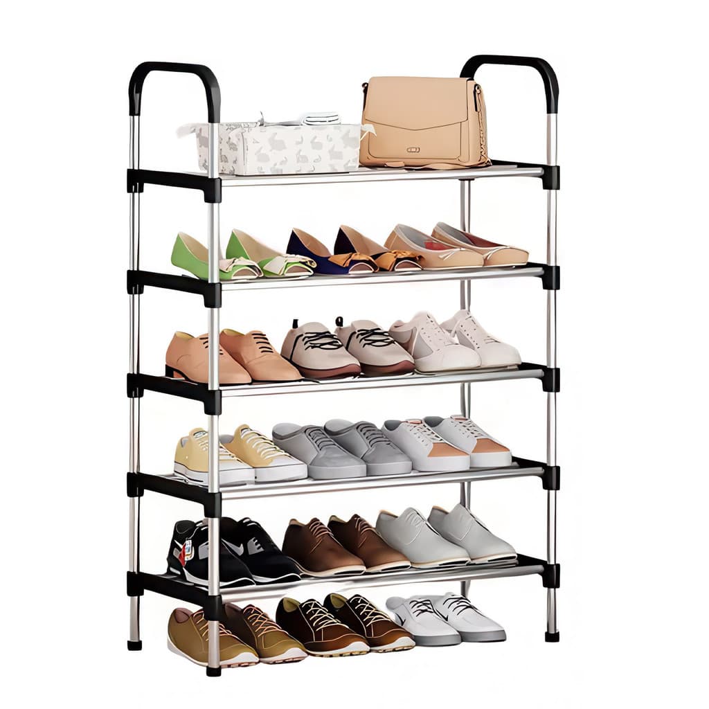 Sapateira Luxo Vertical Rack 5 Prateleiras 15 Pares Inox