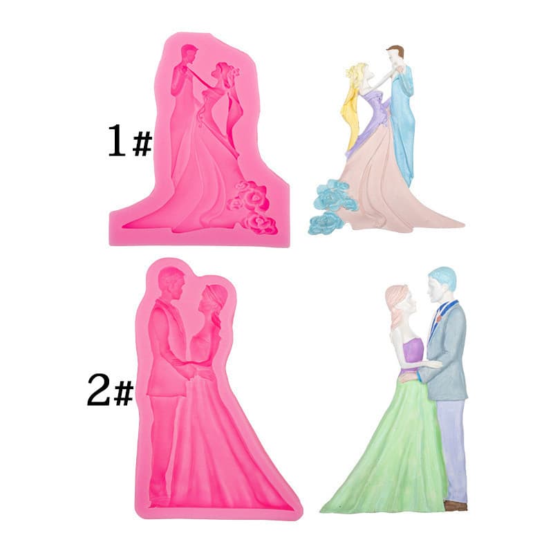 Molde De Silicone Para Noiva E Noivo , Decorações De Bolo De Casamento , Fondant , Chocolate , Cozimento , Sobremesa , B