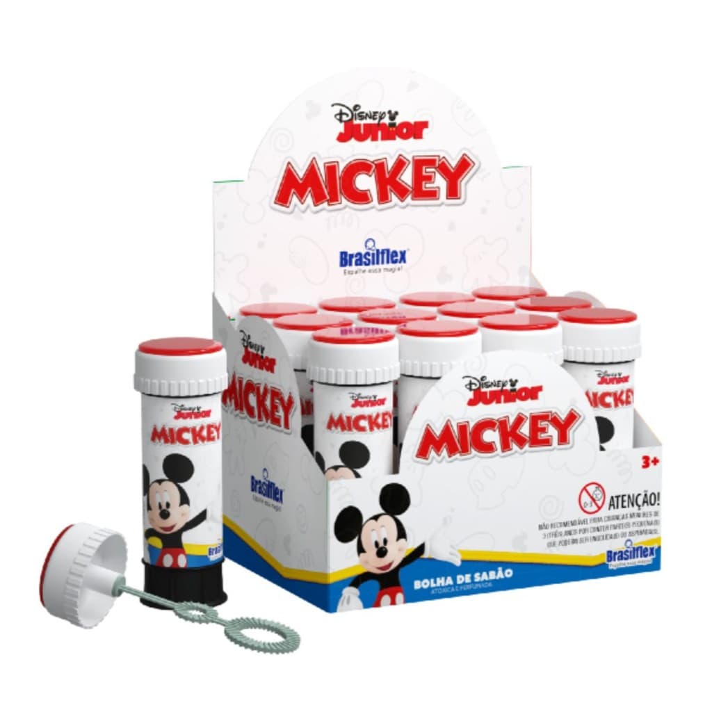 Bolha de Sabão Mickey 60ml com jogo Menino Menina Infantil