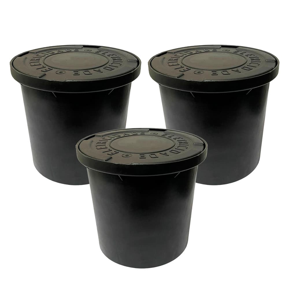 Kit 3 Caixa Aterramento Redonda Com Tampa 20cm Reforçada Pvc
