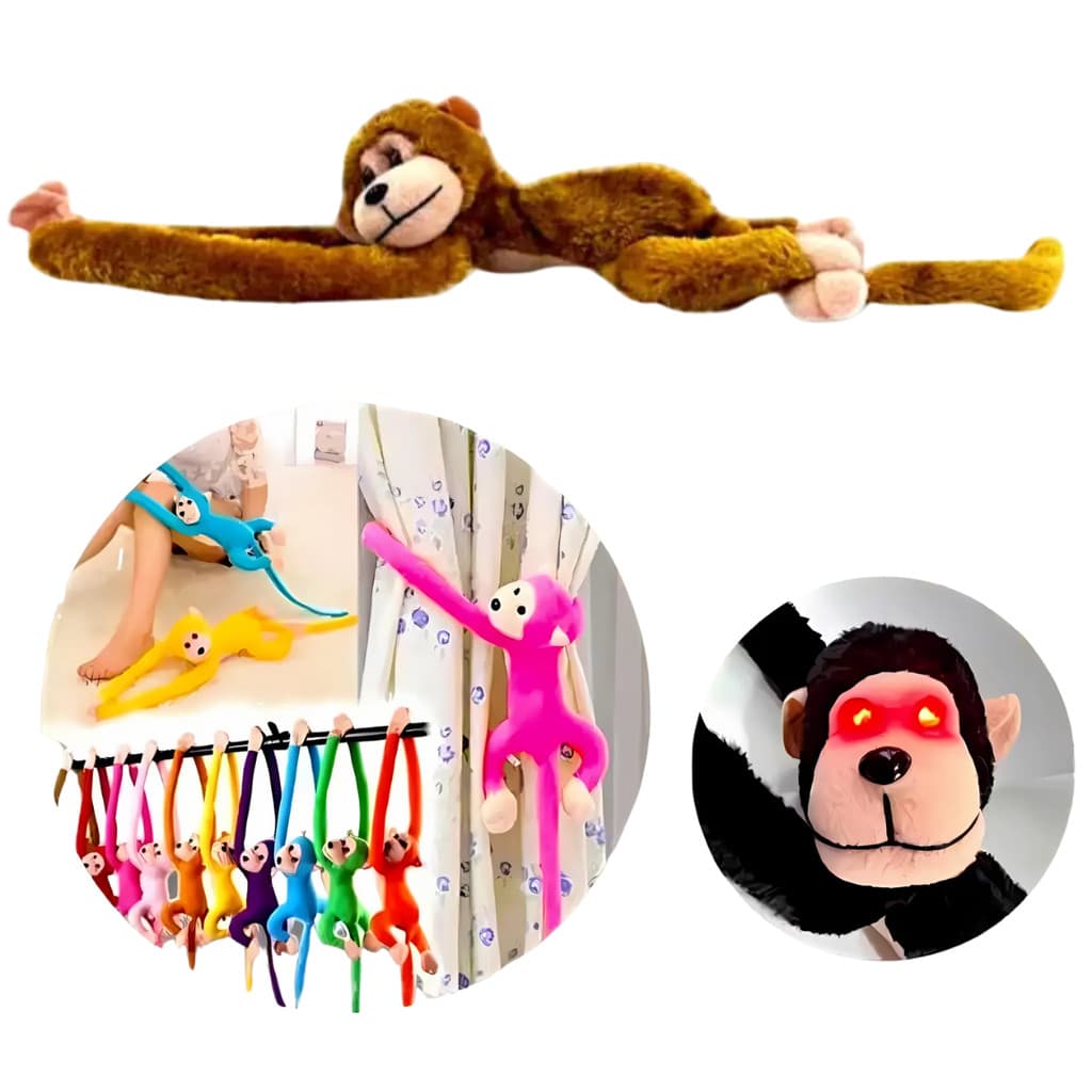 Brinquedo Macaco Pelúcia Som Luz Pendurar Grita Divertido Antialérgico