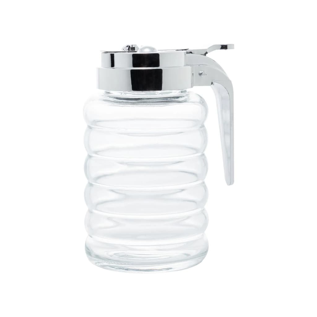Meleira Porta Mel de Vidro com Dosador Tampa Cromada 280ml Transparente - Lyor