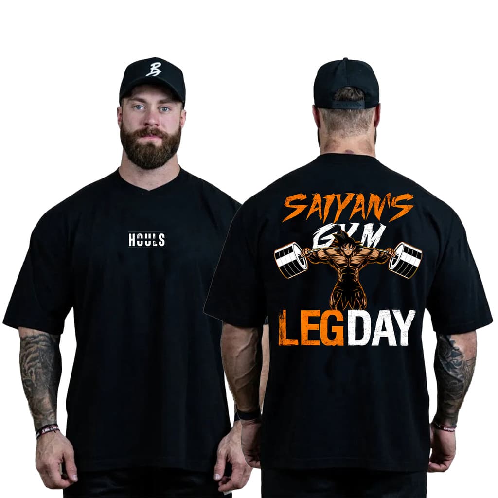 Camiseta Oversized Leg Day Musculação Grande Algodão Streetwear Treino Treino Moda