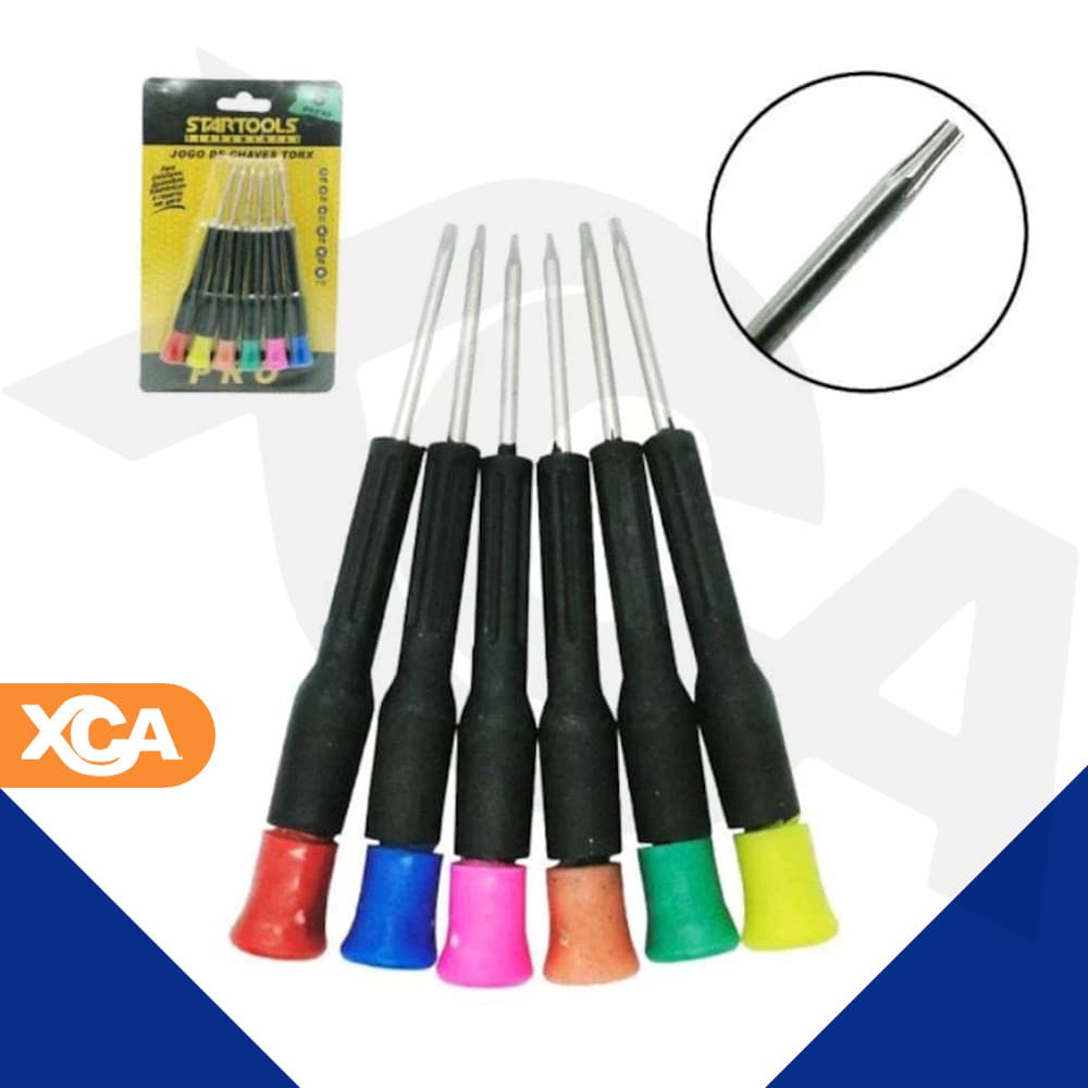 Jogo de Chave 6 Chaves Torx Para Celulares Aparelhos Eletrônicos e Reparos em Geral