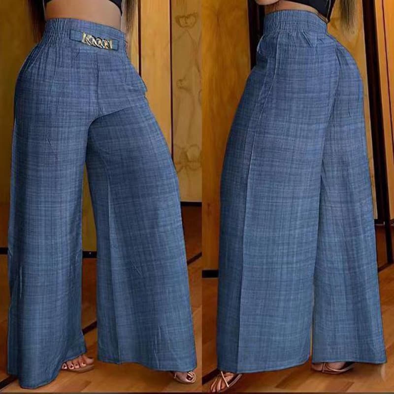 Verão corrente decoração cintura alta calças de perna larga 2024 primavera elegante preto Casual bolso rua Y2k calças XH
