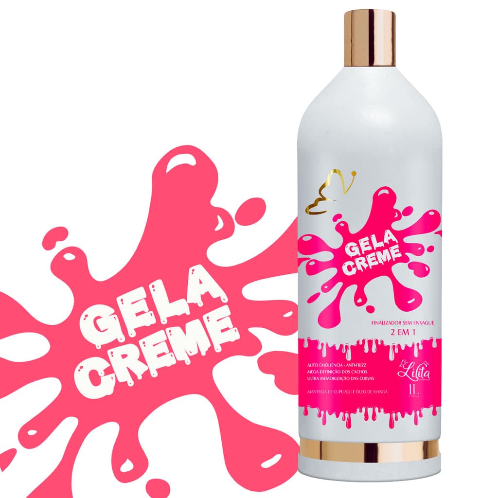 Gelacreme 2em1 Ativador de Cachos/Gelatina Finalizador 1L Ultra definição super modelador de cachos