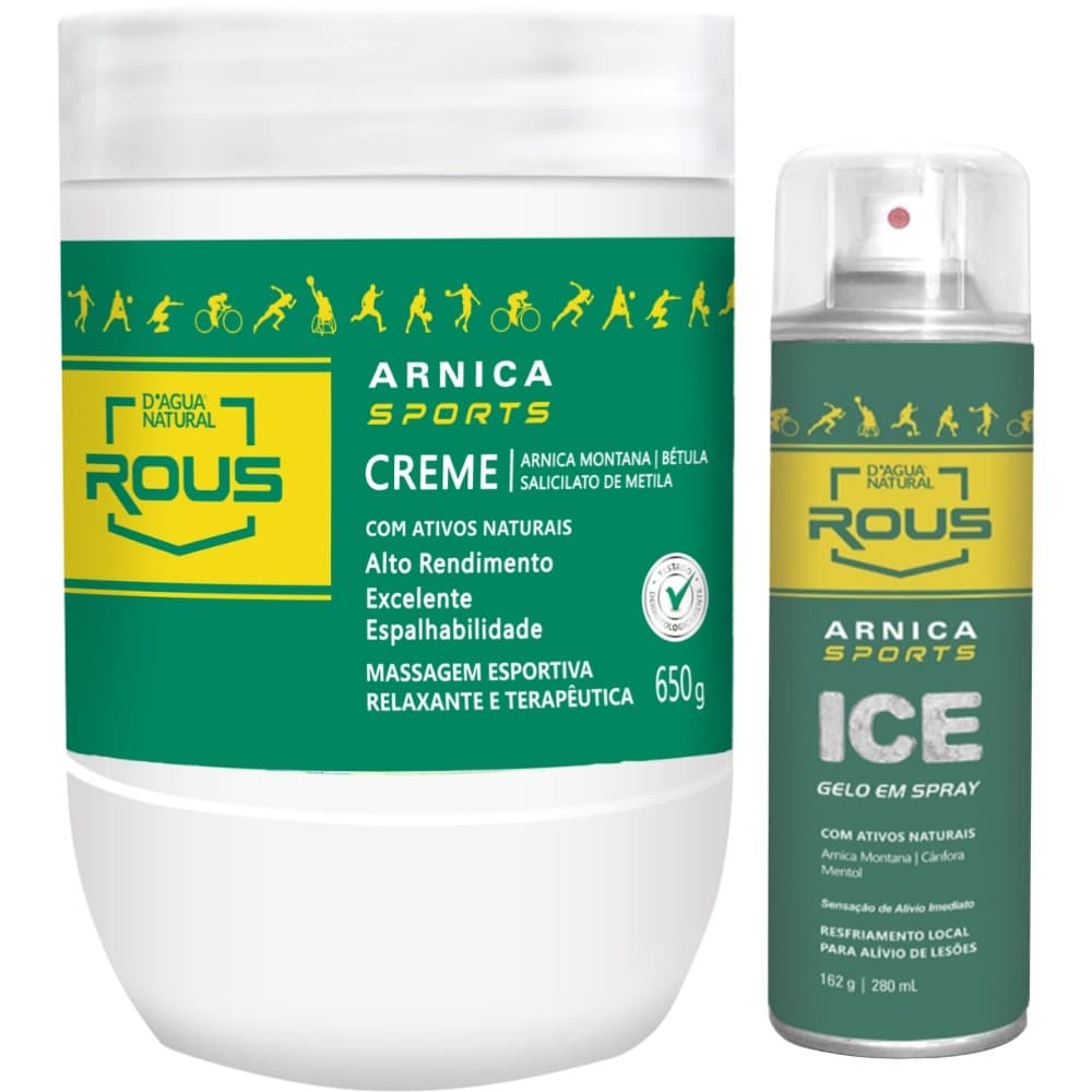 KIT ALIVIO FADIGA MUSCULAR CREME E GELO SPRAY ARNICA SPORTS D'AGUA NATURAL