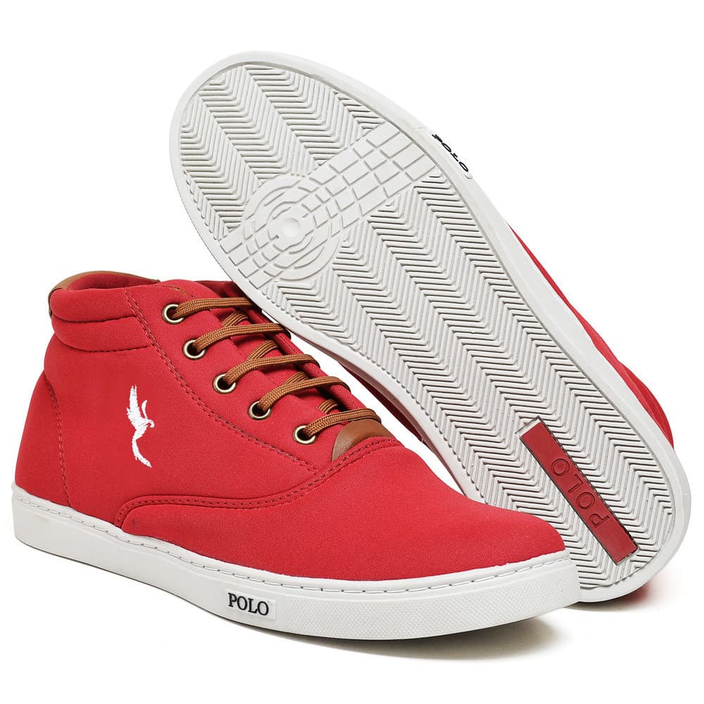 Kit 2 Pares Tenis Sapatenis Masculino Sapatenis Cano Alto Bota Azul e Vermelho