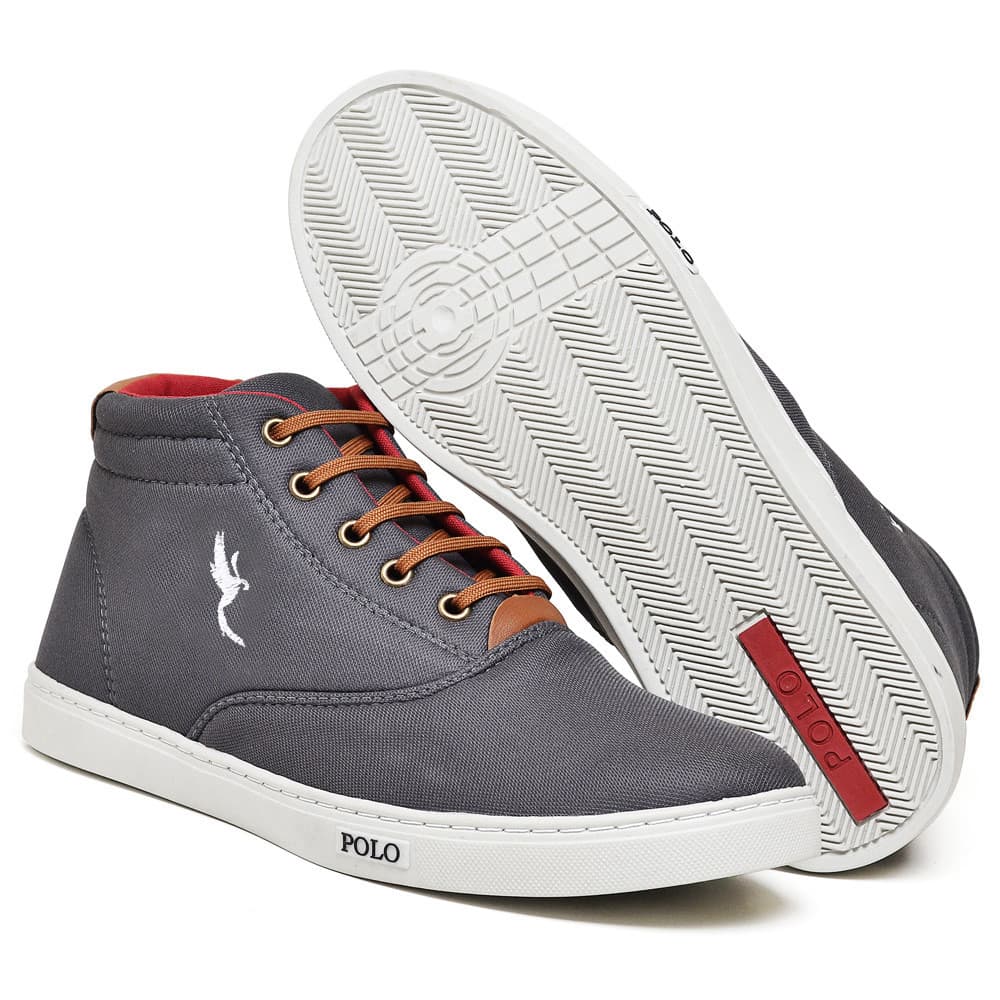 Kit 2 Pares Tenis Sapatenis Masculino Sapatenis Cano Alto Bota Preto e Cinza