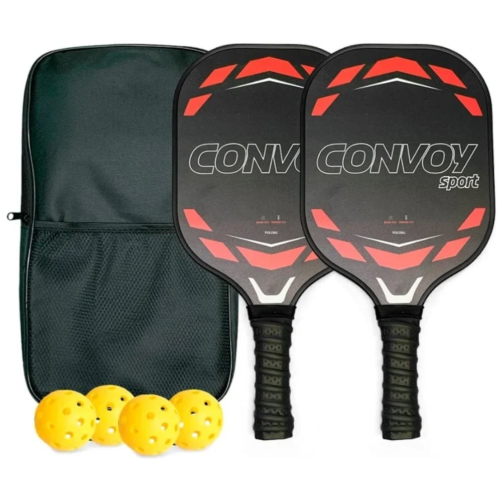 Kit 2 Raquetes Pickleball Convoy Em Fibra 4 Bolinhas Premium