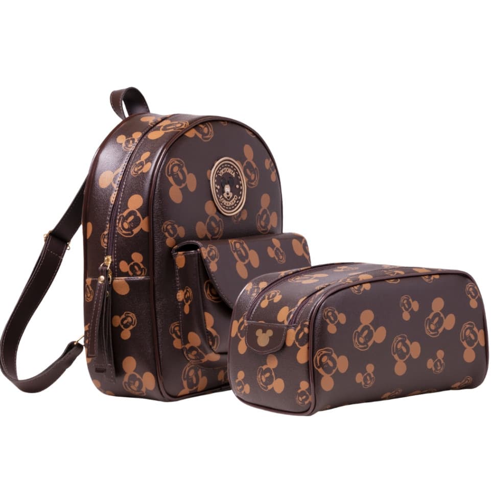 Kit Mochila + nécessaire infantil super espaçosa menino e menina Mickey e Minnie