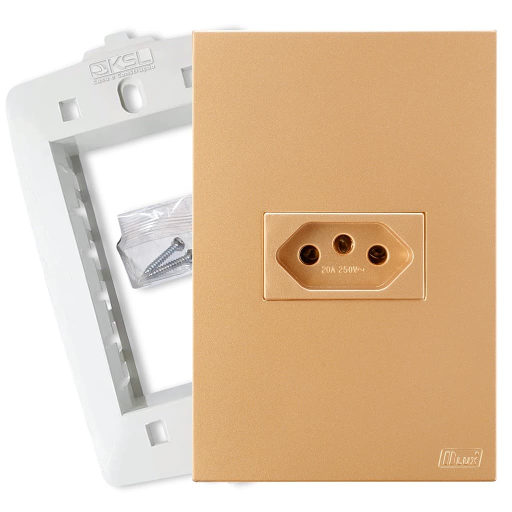 Tomada 20A Ouro Nobre Completa Recta Satin Blux