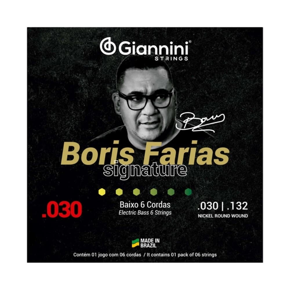 ENCORDOAMENTO GIANNINI SSBNBF 06 CORDAS CONTRA BAIXO 0.030 0.132 BORIS FARIA