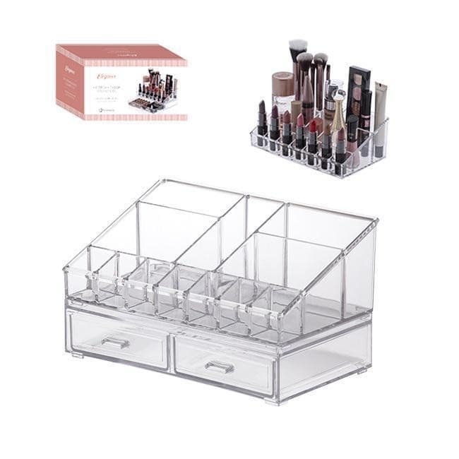 Organizador de cosmeticos 12 Cavidades+ 2 Gavetas Empilháveis Acrílico
