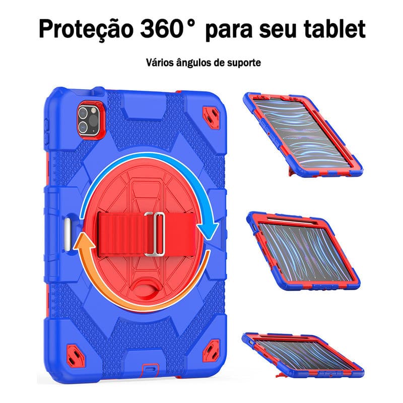 Capa Com Alça Giratória E Suporte Para Ipad 5/6/7/8/9/10 Geração, air1/2/3/4/5, pro 9,7/10,5/11polegadas