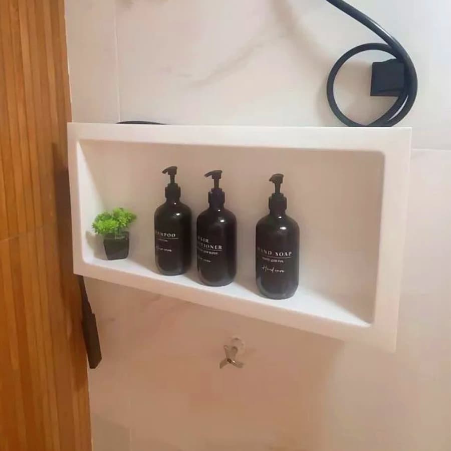 Nicho Para Banheiro E Cozinha Parede Embutir 33x63cm Branco e Preto para Banheiro Com Borda