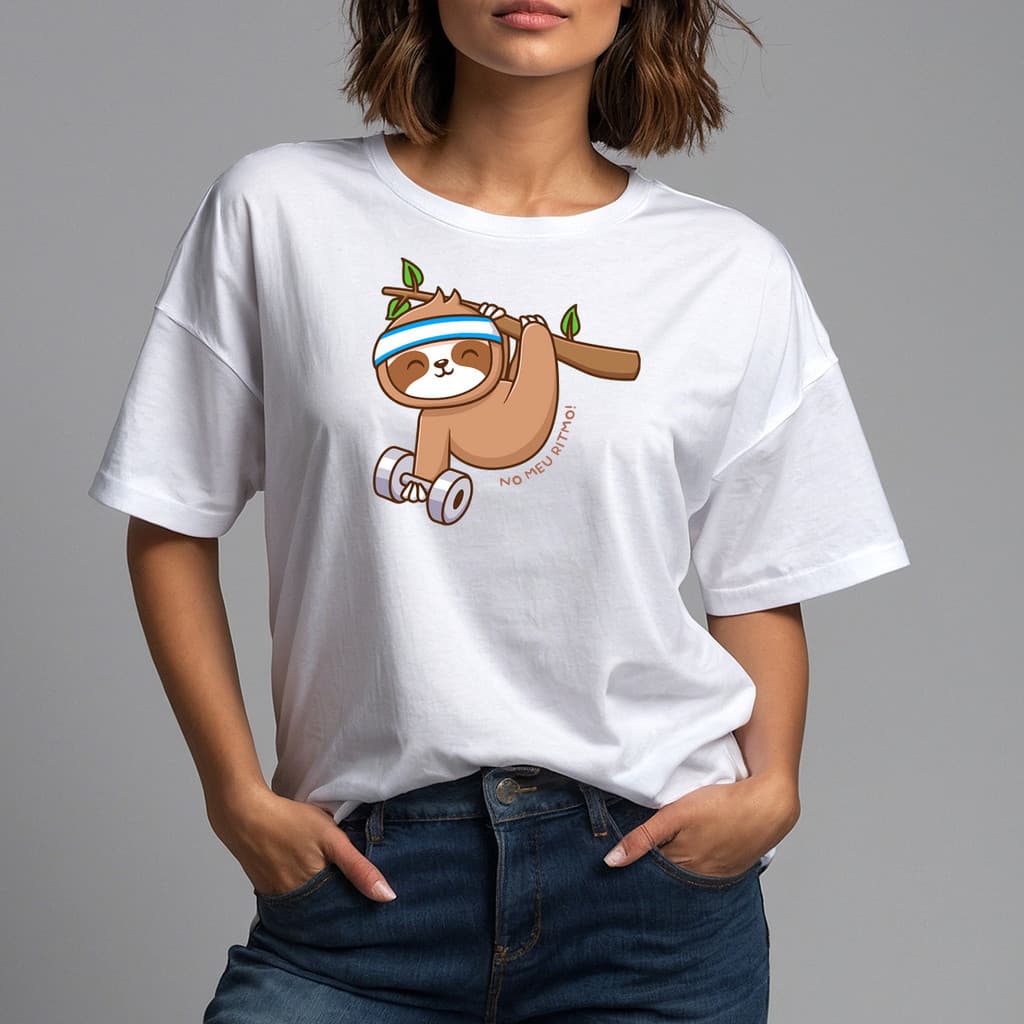 Camiseta Feminina de Academia Oversized Treino 100% Algodão