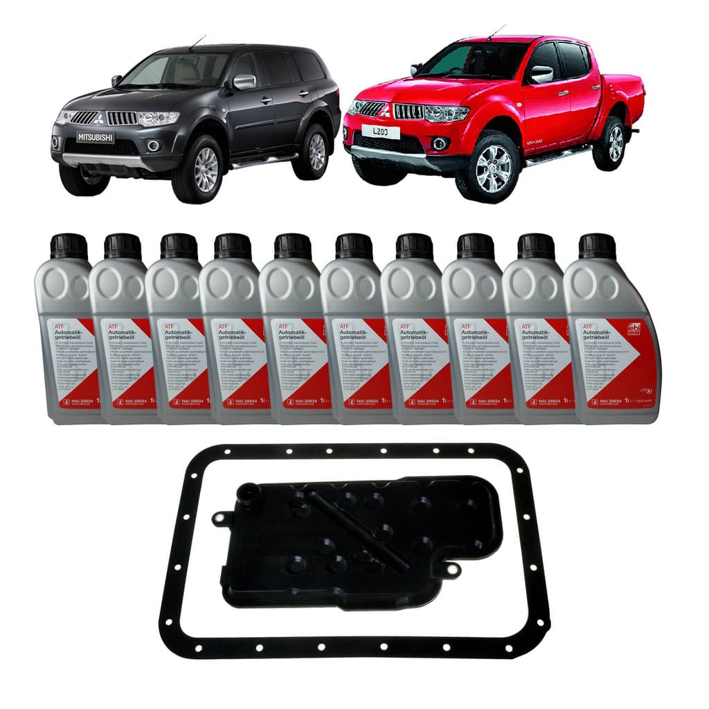 KIT TROCA ÓLEO CÂMBIO AUTOMÁTICO para MITSUBISHI L200 TRITON PAJERO DAKAR 4 MARCHAS 2001 ATÉ 2016 FEBI 10 LITROS