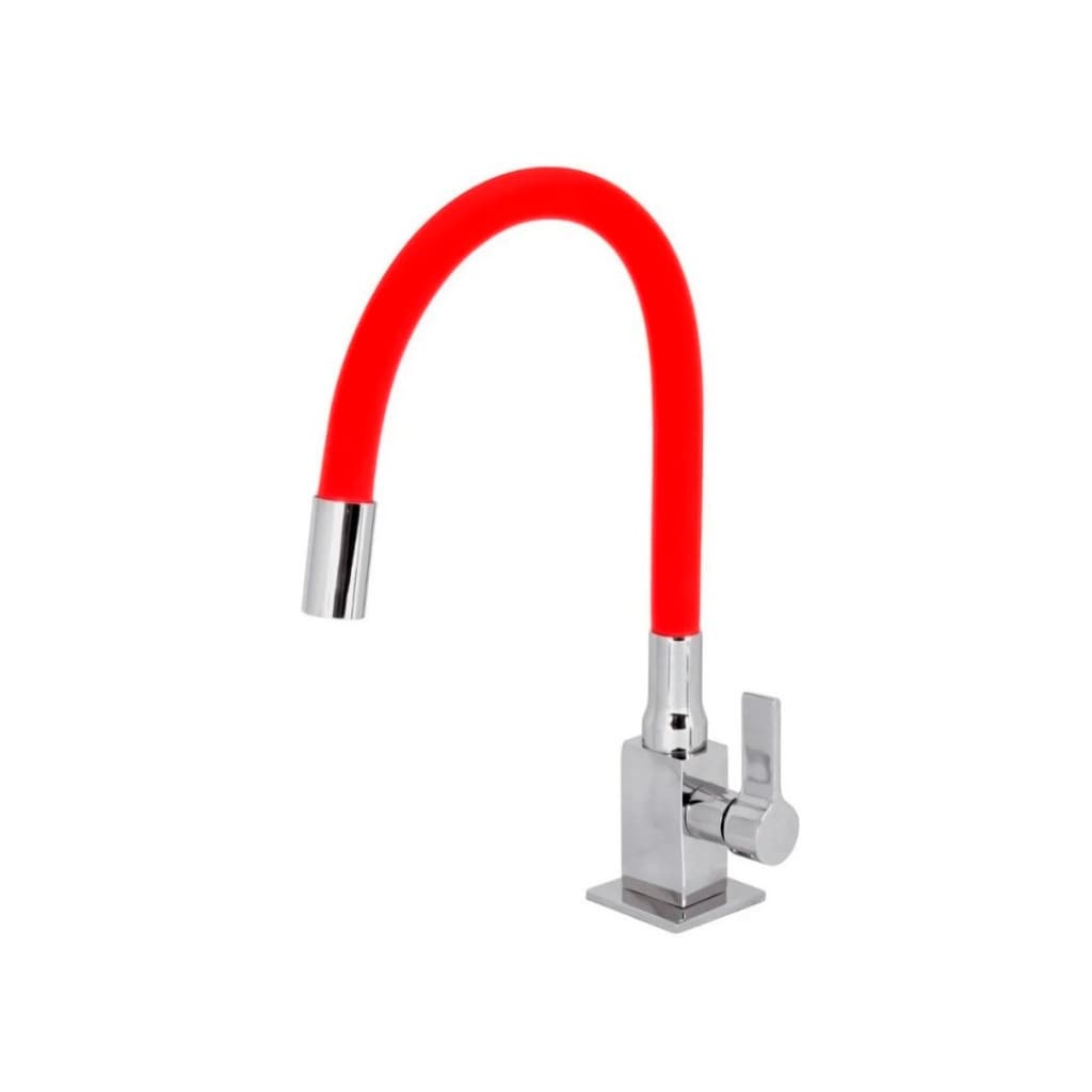 Torneira Cozinha Bancada 1/4 De Volta Quadrada 4168 flex Vermelha C-72