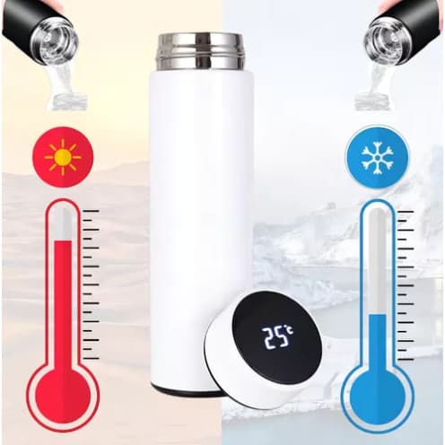 Garrafa Isotérmica Aço Inox 500ml Com Led Termômetro Digital Academia Escola Corrida Viagem Corrida