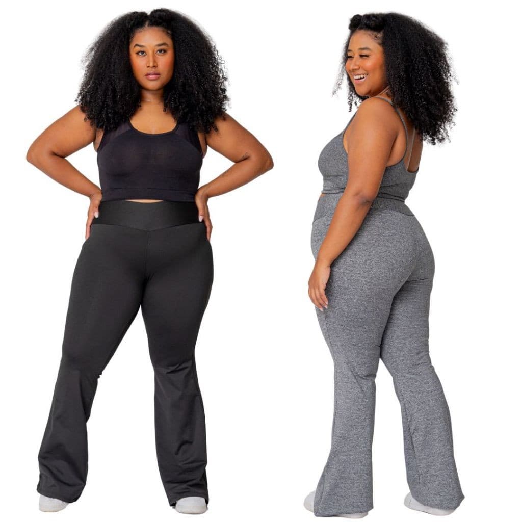 Calça Flare Plus Size Feminina Cós Alto Modeladora Suplex Academia G1 G2 G3