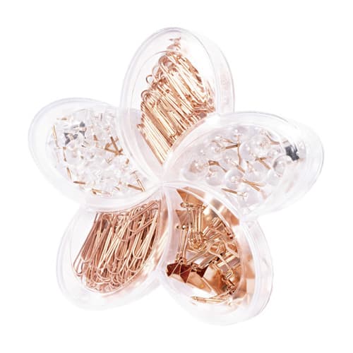 KIT FLOR DE LOTUS ROSE GOLD (BINDER,PERCEVEJOS,CLIPS,ALFINETES) - MOLIN