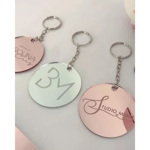 Chaveiro Acrílico Espelhado Personalizado Nome Lembrancinha Kit Brinde Casamento Empresa
