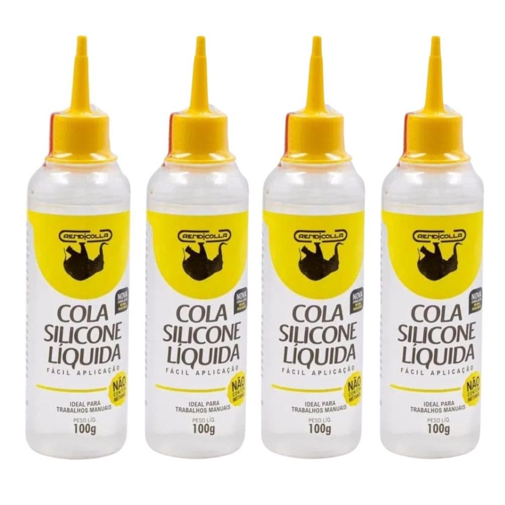 Kit 04 Colas Silicone Líquida 100g Rendicolla | Colagem e Aplicação Rápida Fixador Artesanato Cola Fria