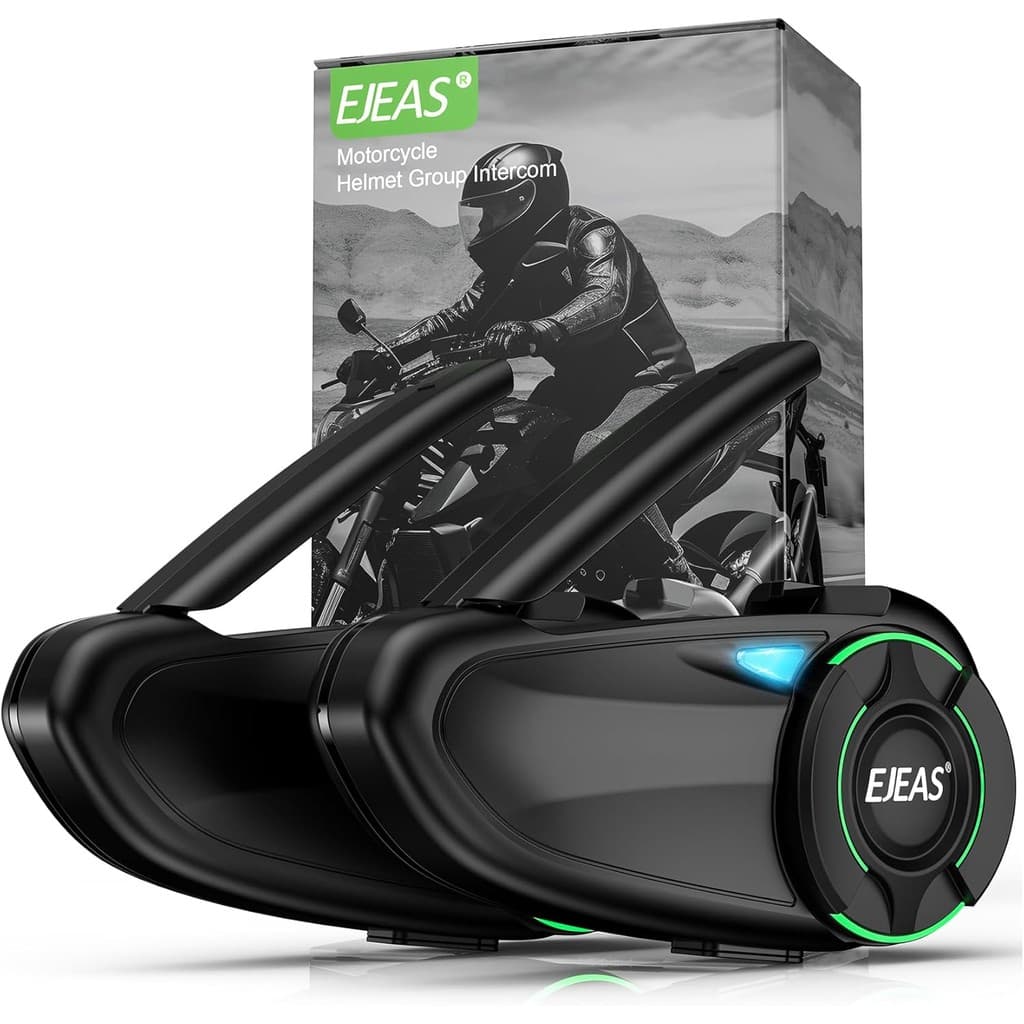 Kit 2 Intercomunicador Ejeas Q8 Par Fone Bluetooth Moto Capacete Conecta Até 6 1000m Bateria 29hs
