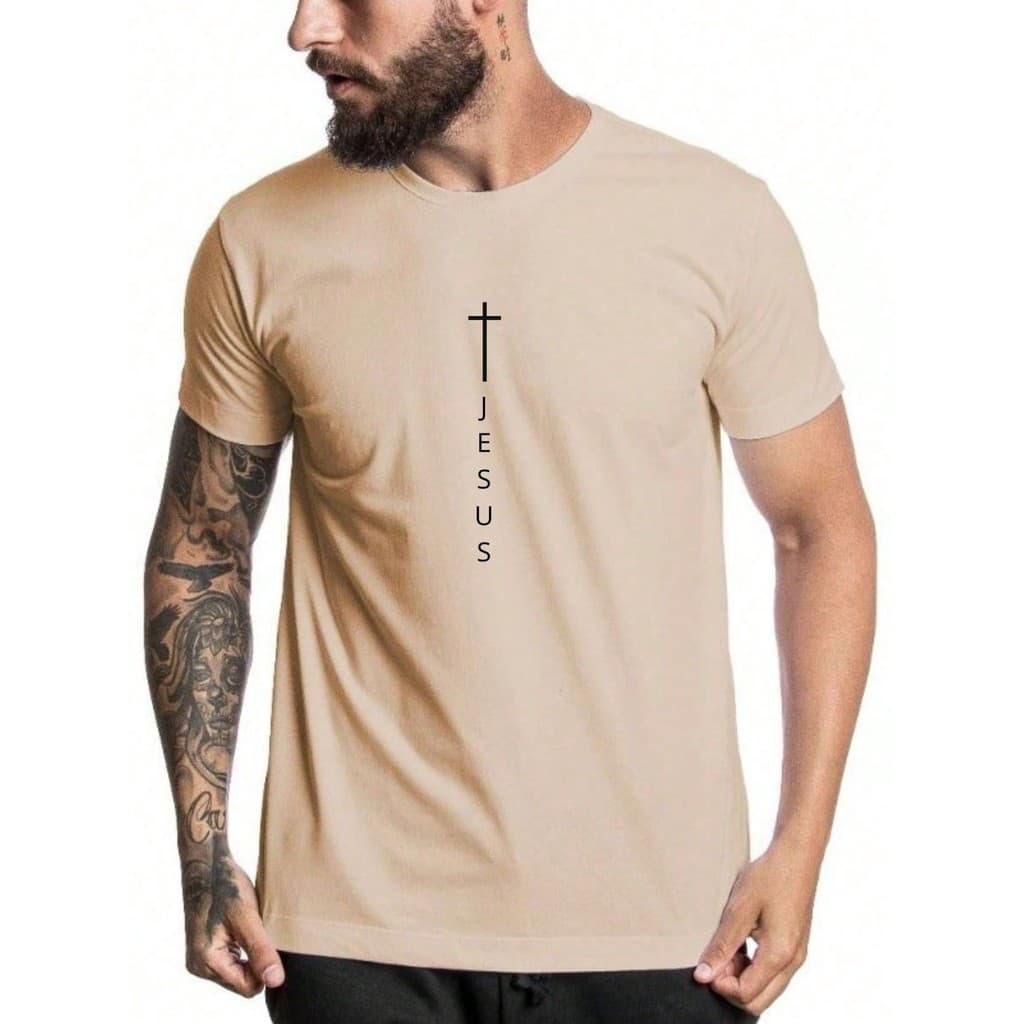 Camiseta Masculina Jesus Basica Gola Redonda Algodão 30.1 Penteado Linha Premium    COD007