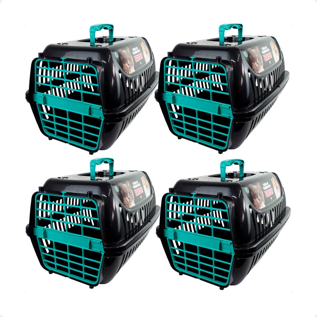 Kit 4 Caixa de Transporte Brinqpet N2 Premium – Preto e Verde Tifany