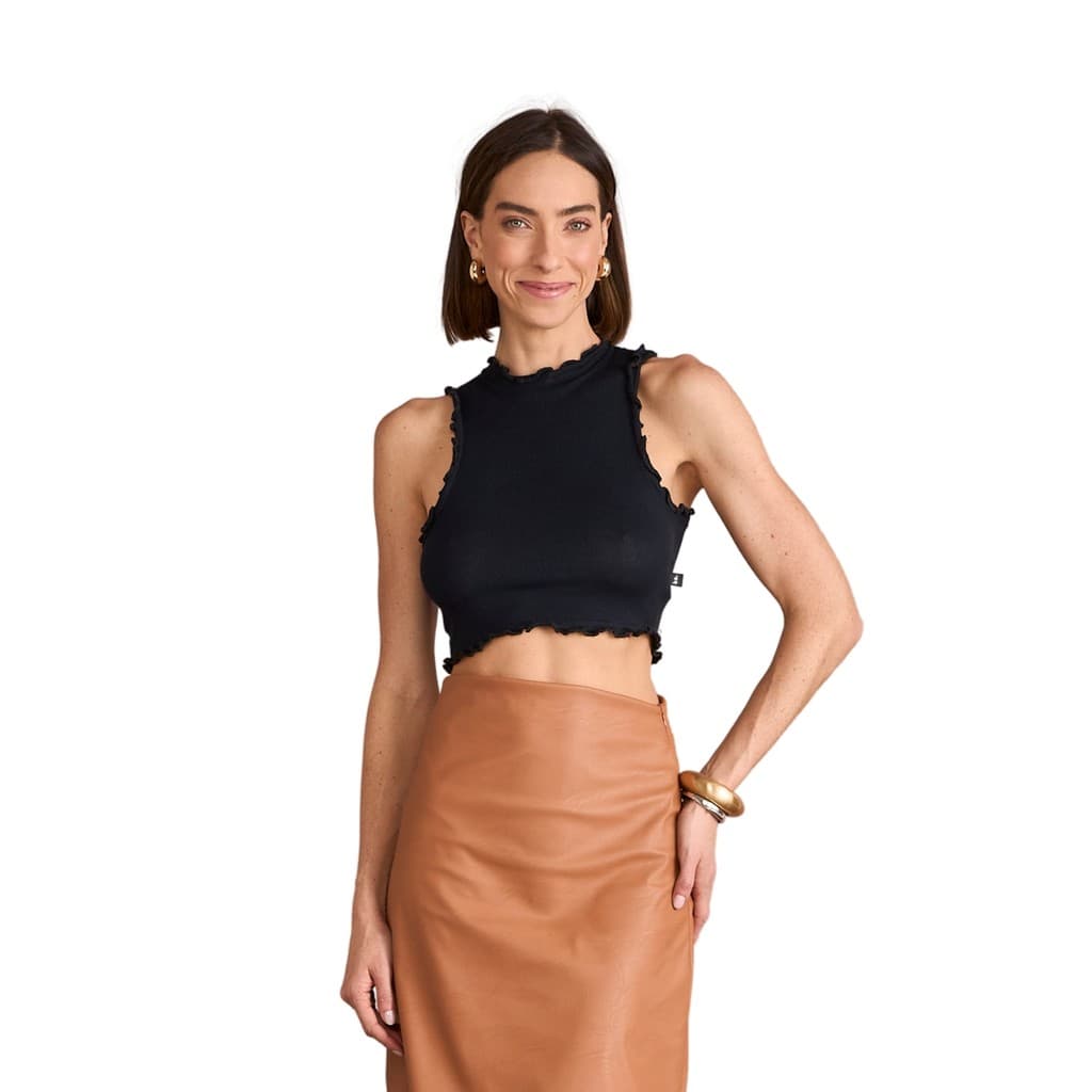 Cropped Ribana Elegante com detalhe Frufru KO3584-C1