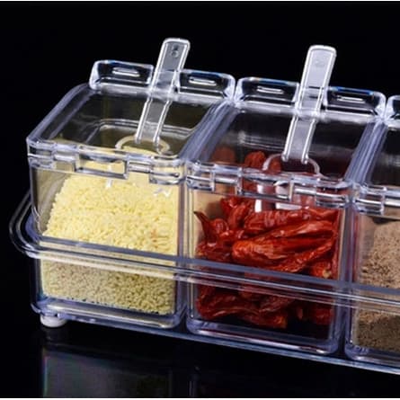 Porta Condimento Organizador De Tempero Acrílico Para Cozinha Temperos 4 potes