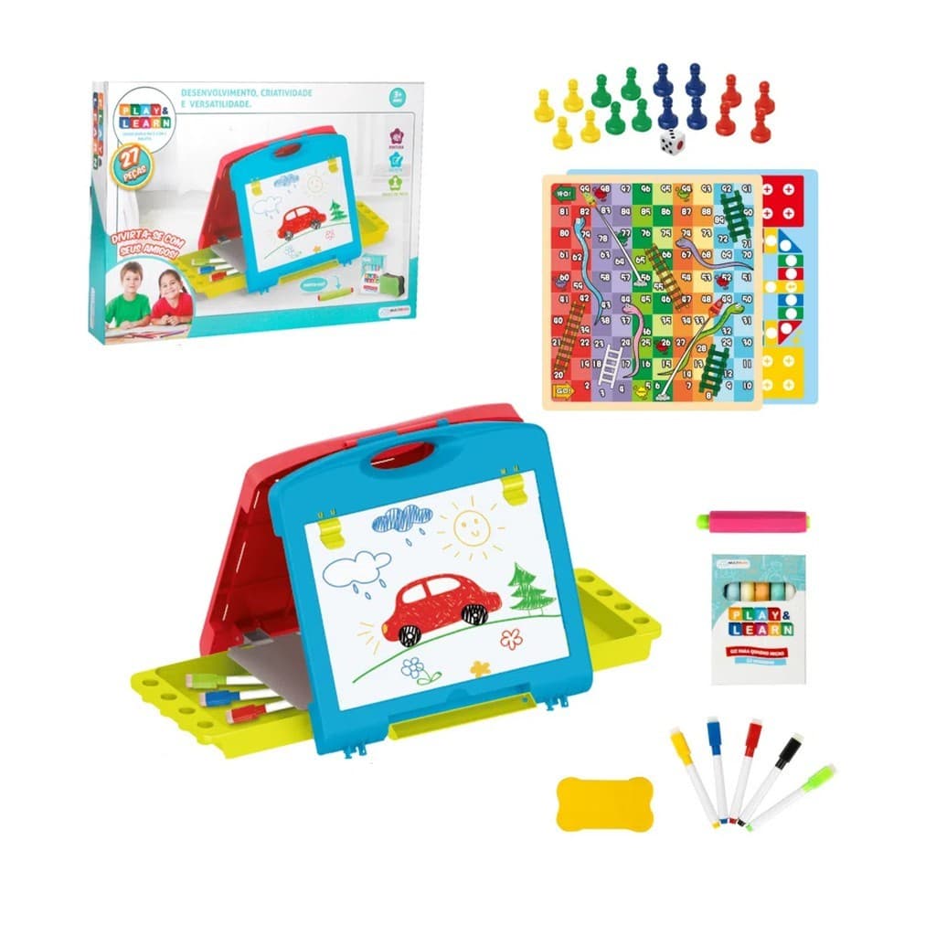Lousa Mágica 2 em 1 Maleta Play & Learn Multikids - BR1215