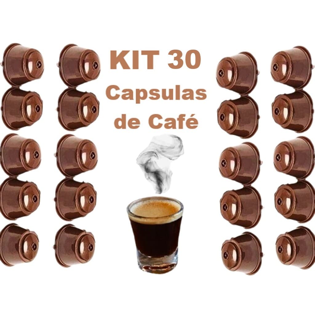 KIT COM 30 Cápsulas Refil Reciclável e Reutilizável, Cápsula Dolce, Gusto Reutilizável