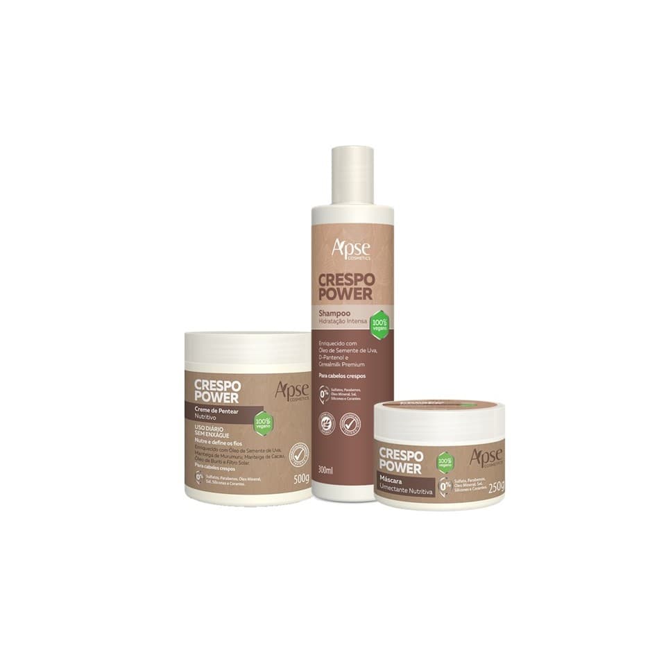 KIT APICE CRESPO POWER SHAMPOO CREME DE PENTEAR E MÁSCARA