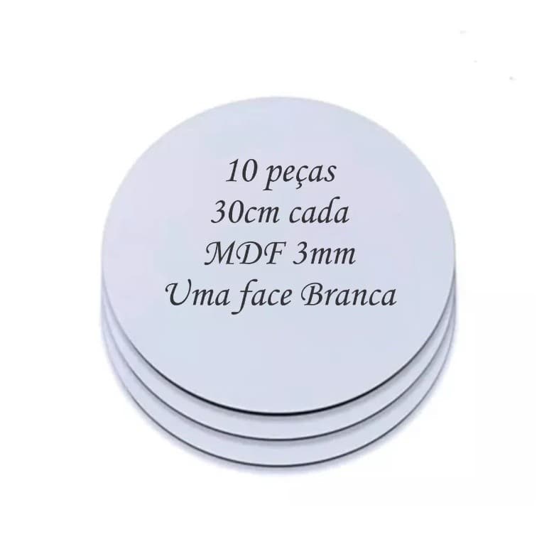 Cake Board em MDF Branco 3mm 30cm com 10pçs