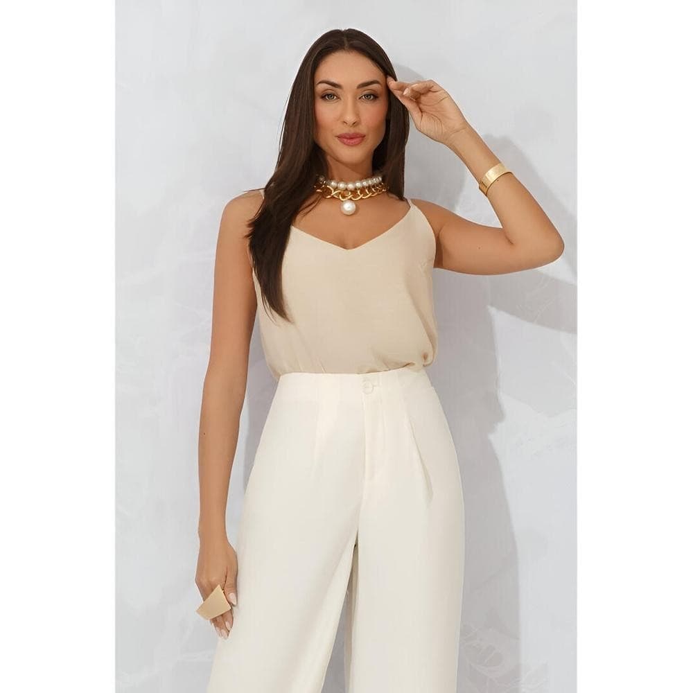 Blusa Feminina Alça Viscose Rajada Decote V IDHOK