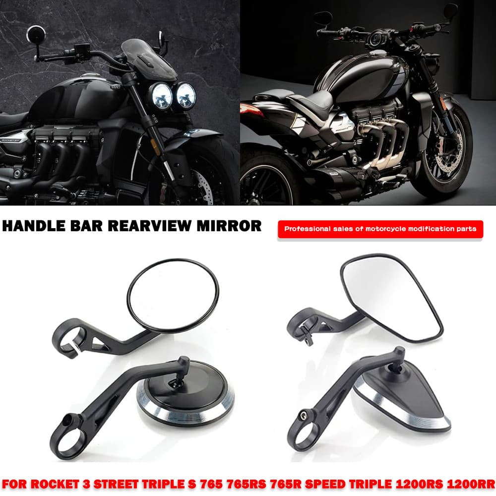 Motocicleta CNC Guiador Lidar Com Barra Retrovisor Espelhos Laterais Final Espelho Kit Para Triumph Foguete 3 Rua Triplo