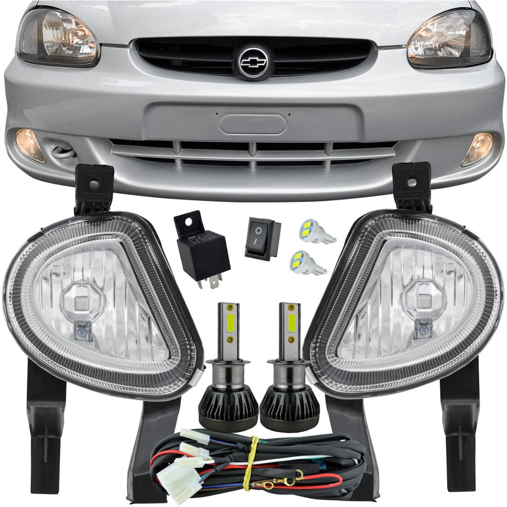 Kit Farol Milha Auxiliar + Led Corsa 2002 2001 2000 Classic 2003 A 2009