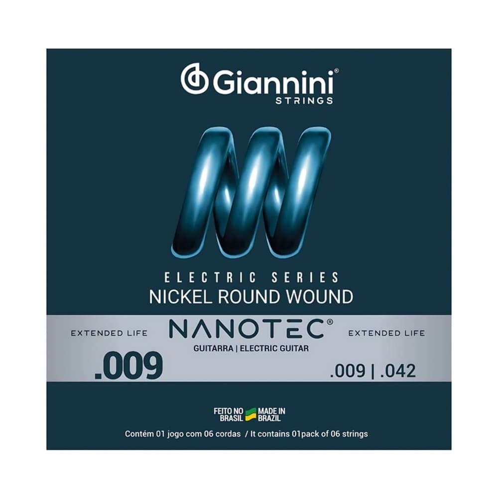 ENCORDOAMENTO GIANNINI GEEGST09 PN P/GUITARRA PROTETIVA NANOTEC 0.009