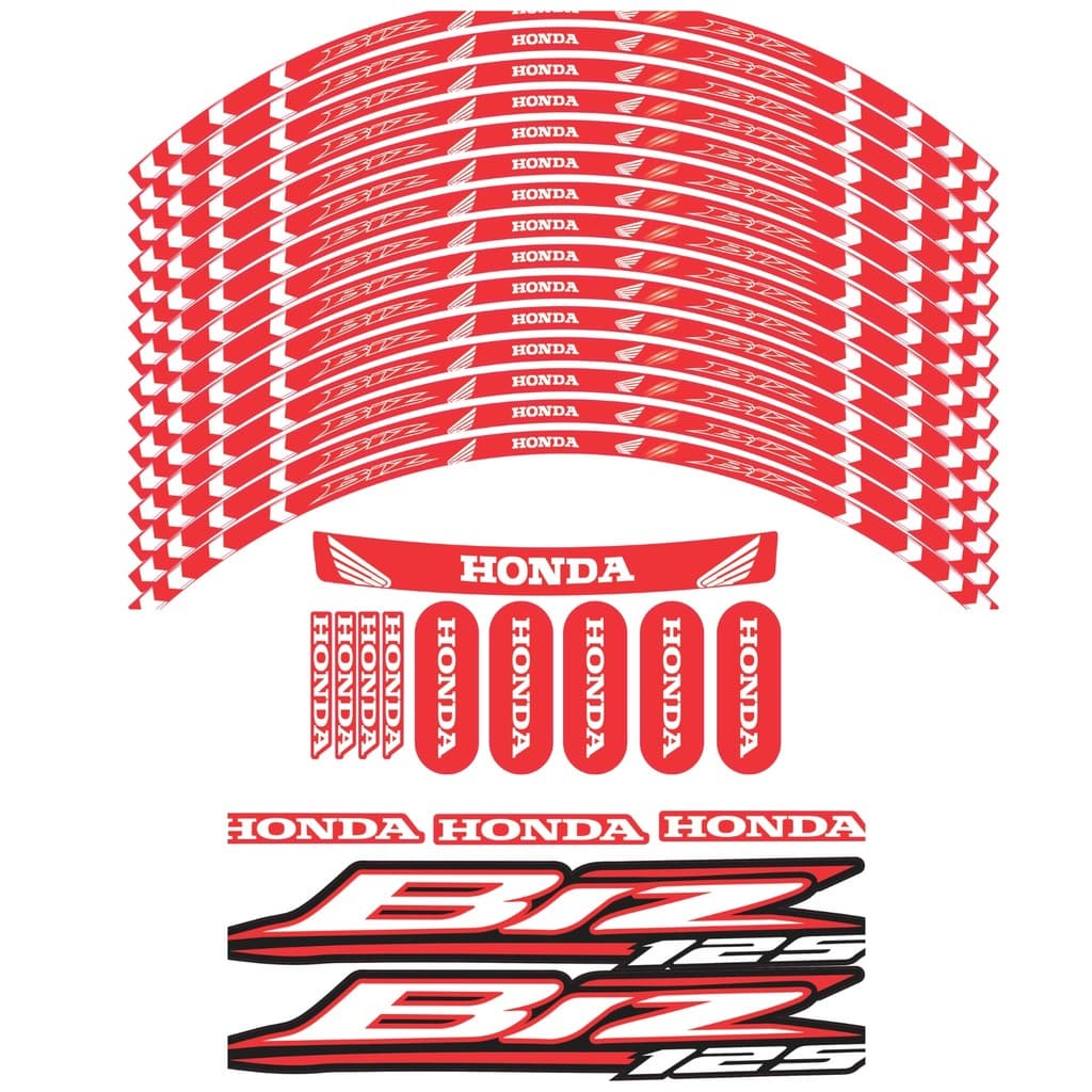 kit de Adesivos Honda Biz Completo tanq e Roda Vermelho + Brinde