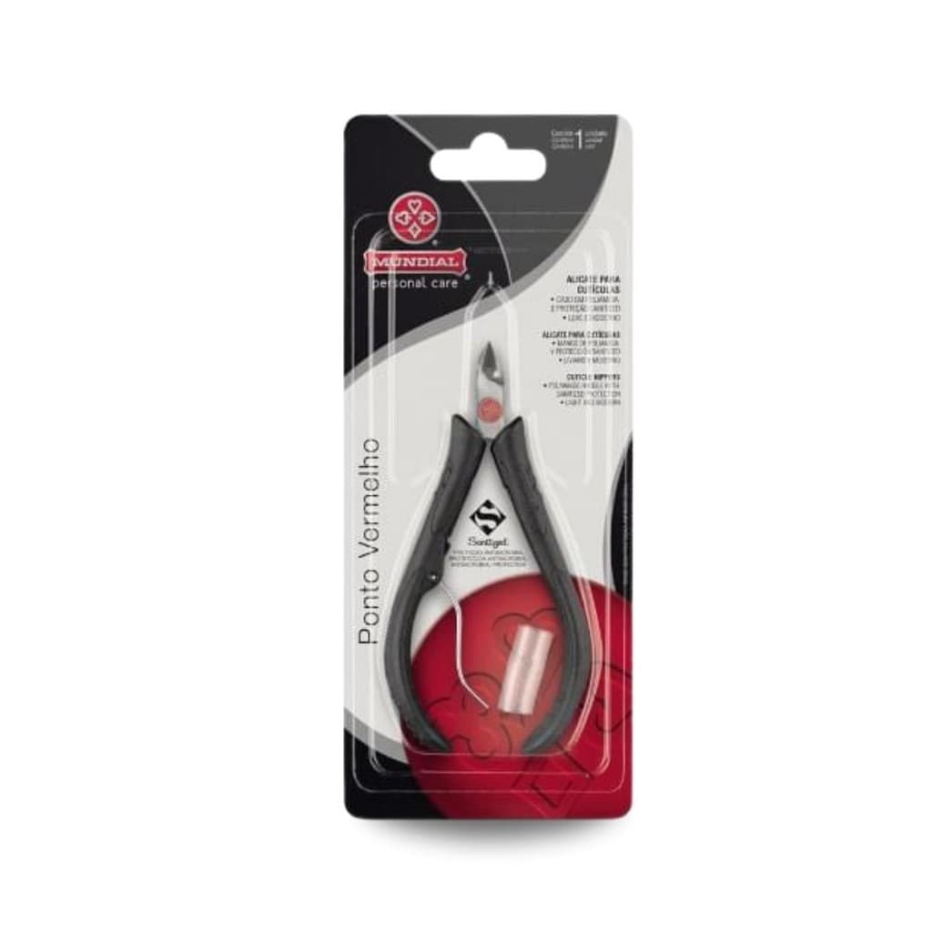 Alicate De Cutícula Preto Mundial 171 Ponto Vermelho