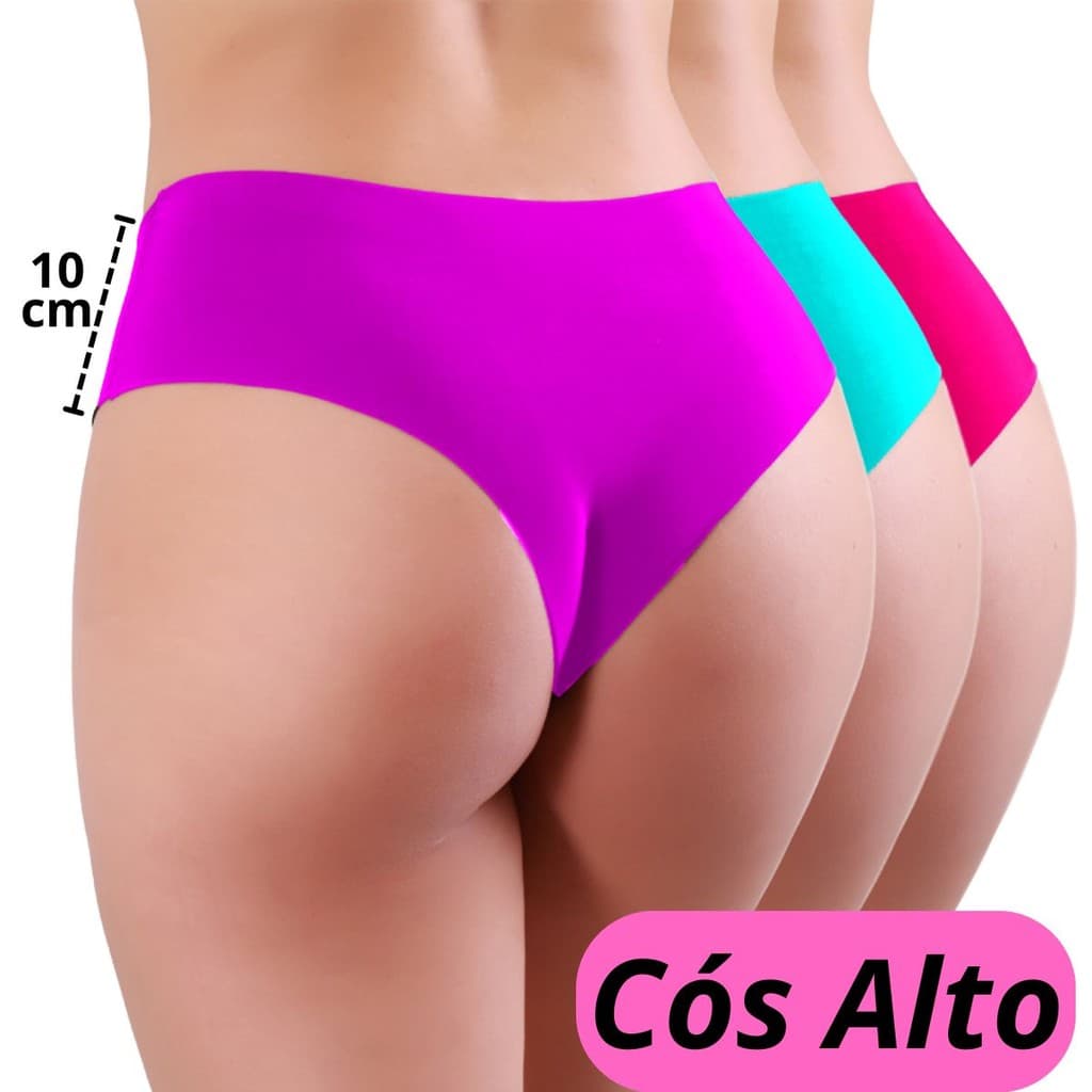 Kit Calcinhas Cós Alto Sem Costura Corte A Laser Academia - Cos Mamut