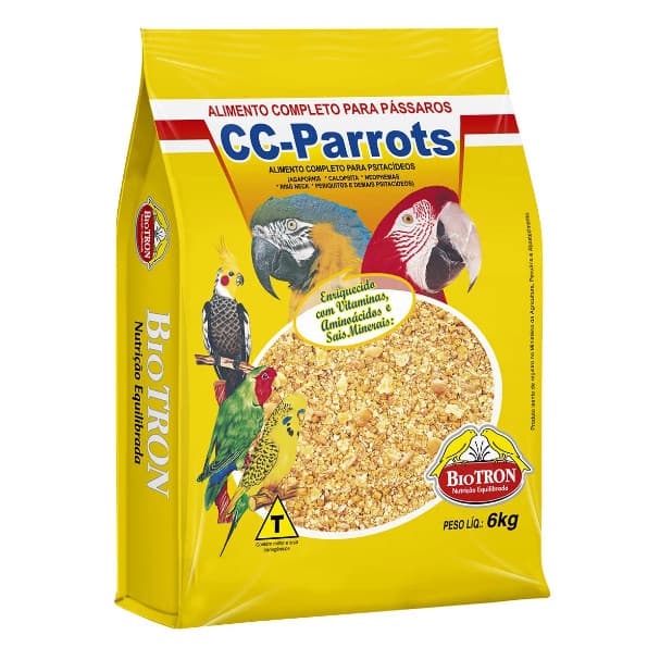 Ração CC PARROTS Alimento Completo Pássaros Biotron 6kg
