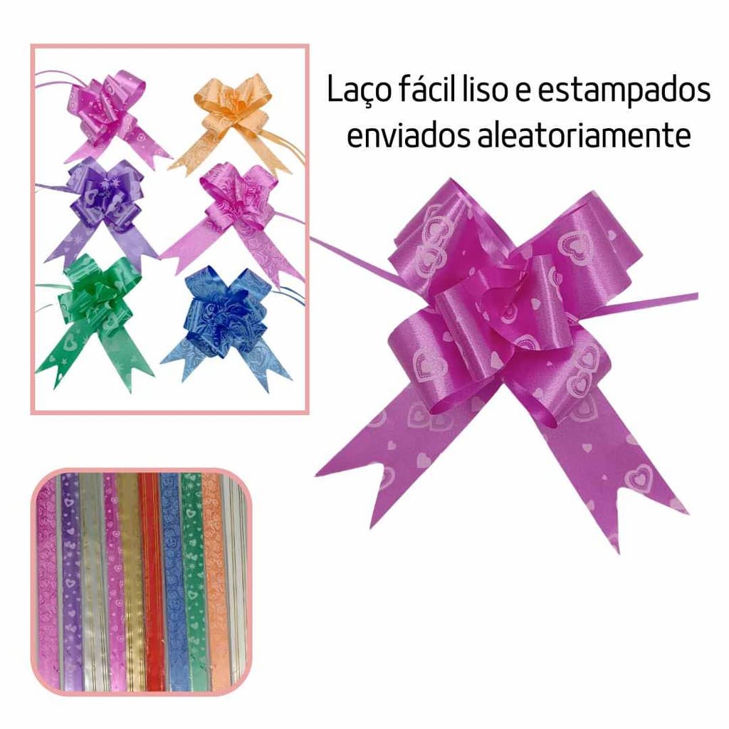 Kit 50 Saco Metalizado Presente 45X60 Com Fita Laço Facil
