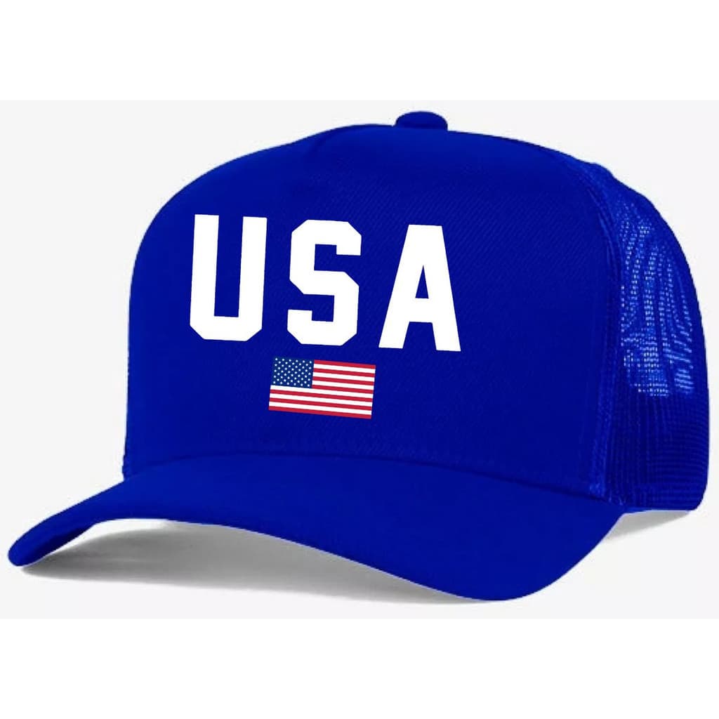 Boné Trucker Azul Bic Liso Redinha Usa Estados Uni Aba Curva