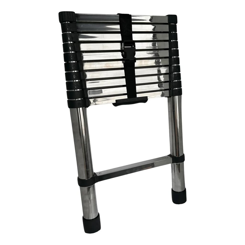 Escada Aço Inox Extensiva Telescópica 11 Degraus 3,2 metros